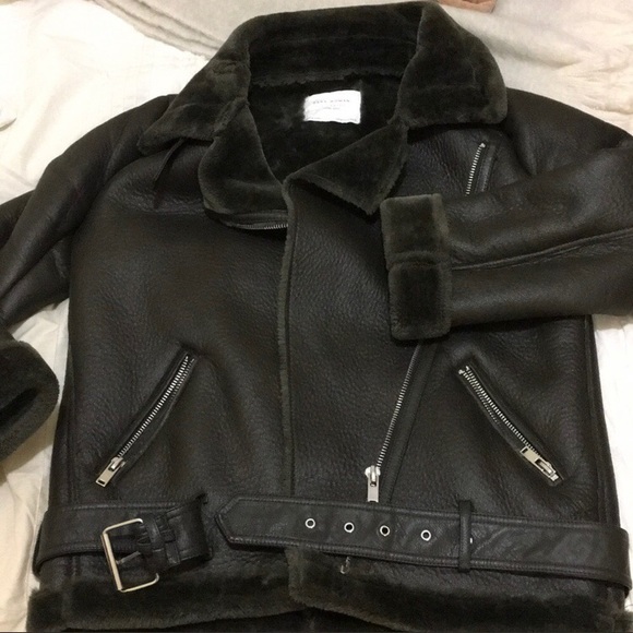 zara green biker jacket